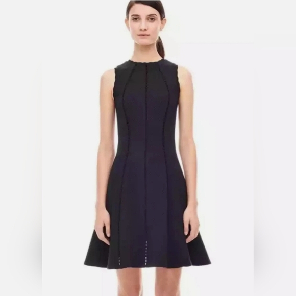 Rebecca Taylor Diamond Texture Fit Flare Dress Black Sz 10 - Picture 10 of 10